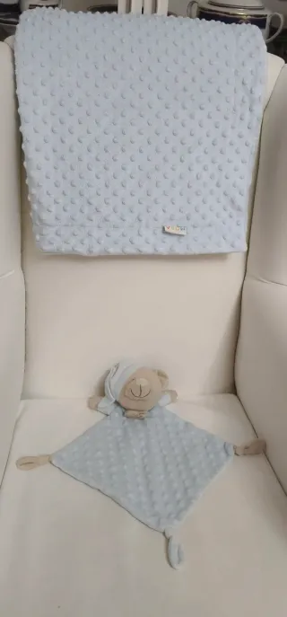 Manta y Doudou Bebé Azul