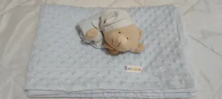 Manta y Doudou Bebé Azul
