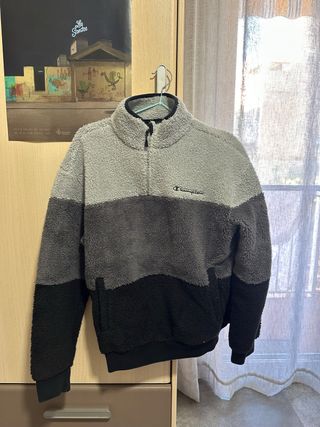 Sudadera Champion pelito gris y negro