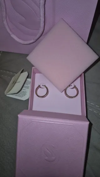 Pendientes Aro Swarovski Matrix Baguette Rosas