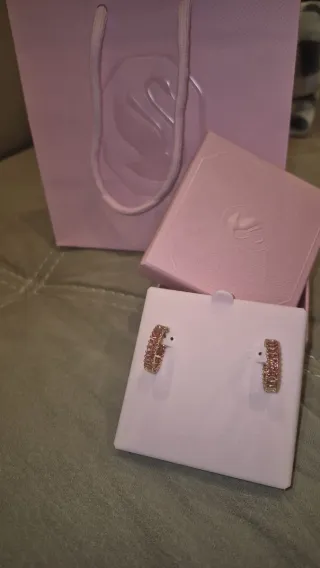 Pendientes Aro Swarovski Matrix Baguette Rosas