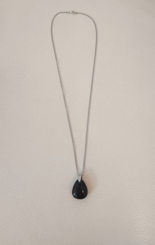 Cadena acero con colgante piedra negra