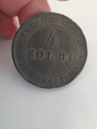 Moneta 4 soldi Pio IX 1866