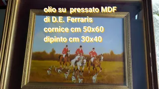 Dipinto Macchiaioli La Caccia Olio su Base Rigida