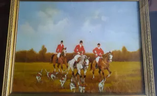 Dipinto Macchiaioli La Caccia Olio su Base Rigida