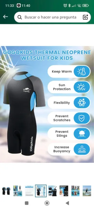 Neopreno infantil manga corta Gogokids talla L