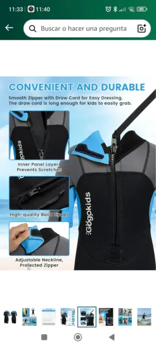 Neopreno infantil manga corta Gogokids talla L