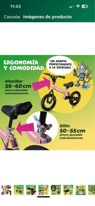 Bicicleta sin pedales rosa