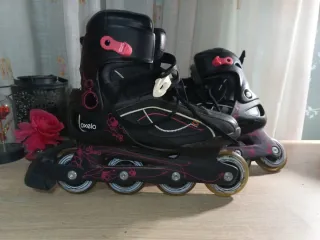 Patines Oxelo negros con detalles rosas