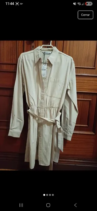Vestido camisa beige