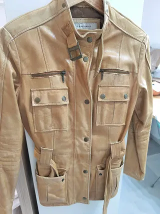 Chaqueta Zara Basic Cuero Mujer Beige