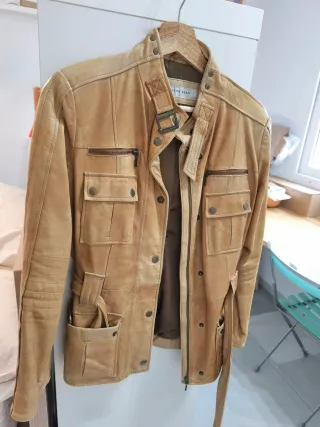 Chaqueta Zara Basic Cuero Mujer Beige
