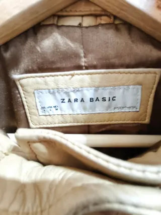 Chaqueta Zara Basic Cuero Mujer Beige
