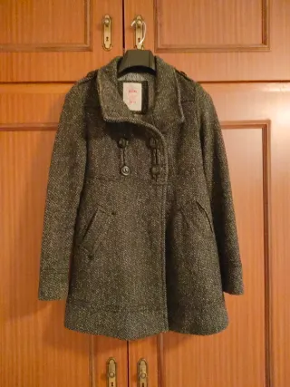 Abrigo tweed gris y negro