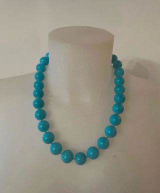 Collana perle vetro azzurre