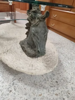 Mesa de centro cristal y piedra