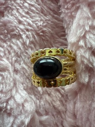 Anillo Tous Baño Oro Piedra Ónix Original