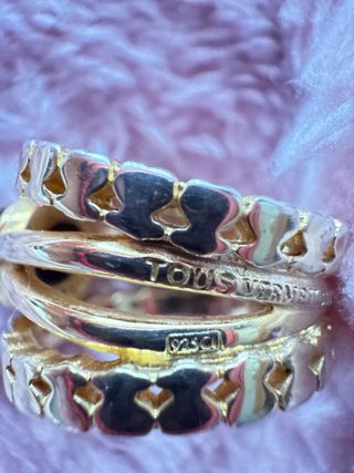 Anillo Tous Baño Oro Piedra Ónix Original