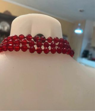 Collana lunga cristalli rossi