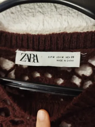 Jersey Zara Crochet Burdeos Talla M