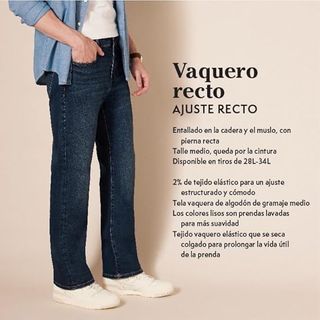 Pantalón Vaquero Elástico de Ajuste Recto 32W 30L