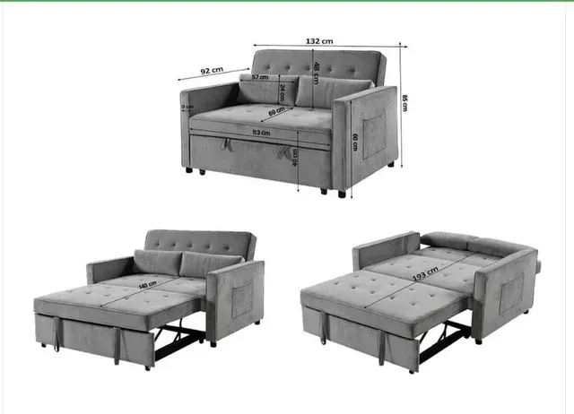 Sofá Cama Gris Claro Tela