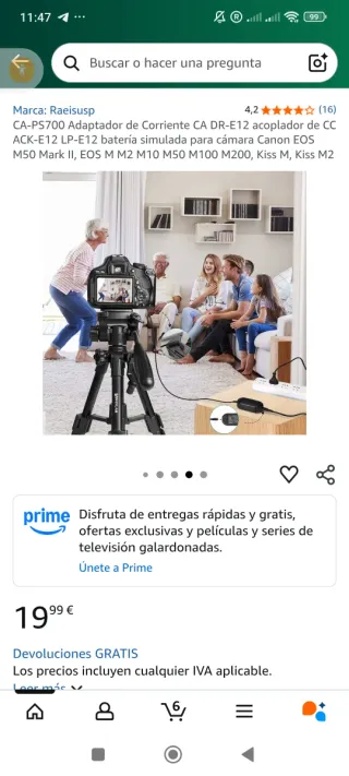 Batteria simulata ACK-E12 LP-E12 per fotocamera Canon