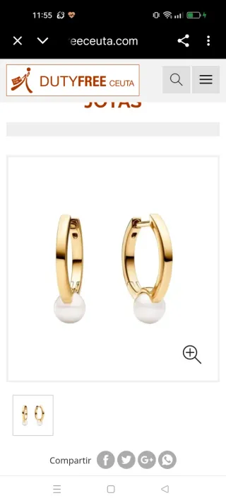 Pendientes Pandora Oro y Perla Caja