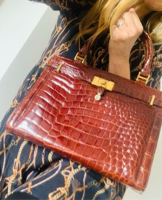 Bolso Piel Cocodrilo Vintage ECI con candadito