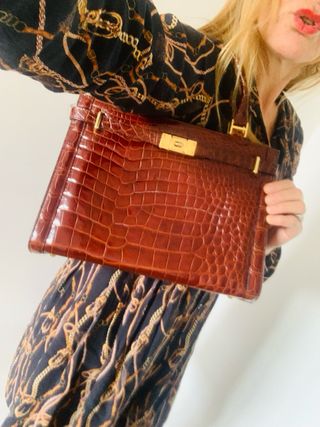 Bolso Piel Cocodrilo Vintage ECI con candadito