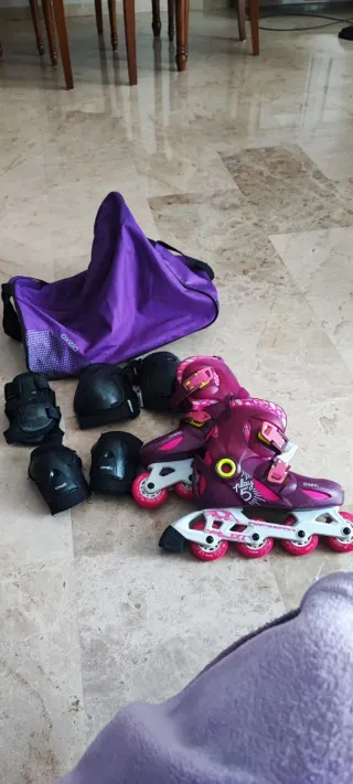 Patines Oxelo Morados Talla Ajustable + Bolsa