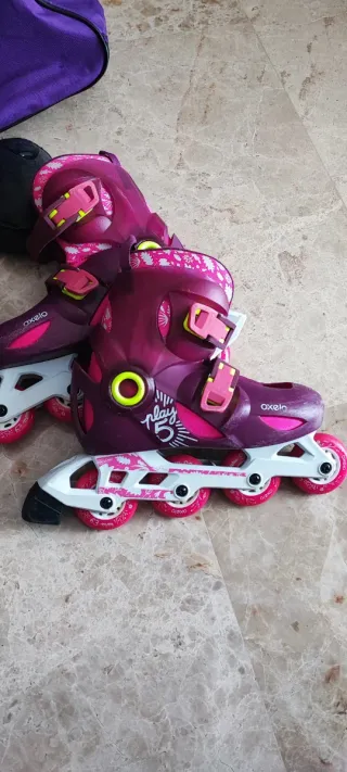 Patines Oxelo Morados Talla Ajustable + Bolsa