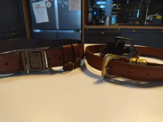 Cintura donna pelle marrone con fibbia oro