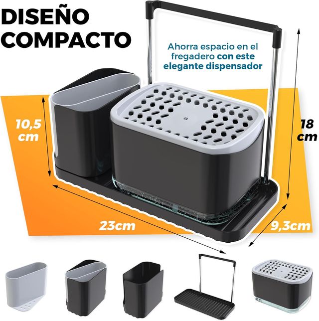 Dispensador de jabón para cocina negro
