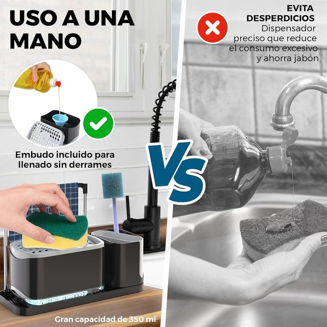 Dispensador de jabón para cocina negro