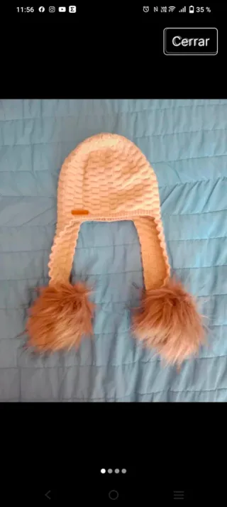 Gorro CND niña pompón beige