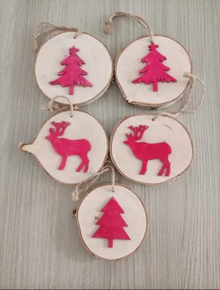 Set 19 Decorazioni Natalizie Legno Juta