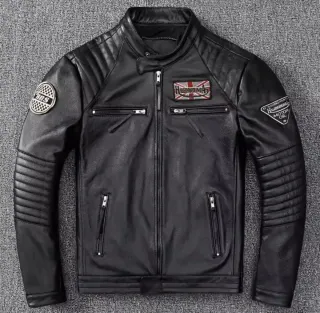 Chaqueta Café Racer Negra Cuero