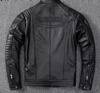 Chaqueta Café Racer Negra Cuero