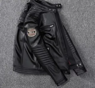 Chaqueta Café Racer Negra Cuero