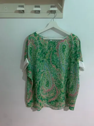 Blusa mujer verde y multicolor