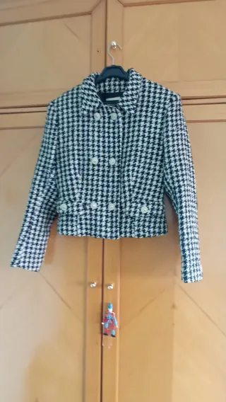 Blazer estampado pata de gallo, 78% Lana Colección