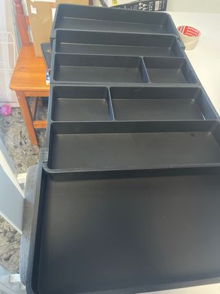 Porta cubiertos plástico negro/gris/ Dos piezas