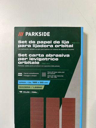 Papel Lija Orbital Parkside 18 uds