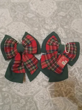 Coppia Fiocchi Stoffa Natalizi Rossi Verdi