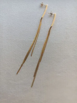 Pendientes largos acero inoxidable dorados