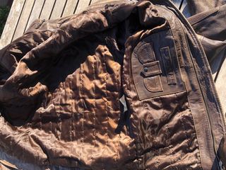 Abrigo motero vintage cuero marrón