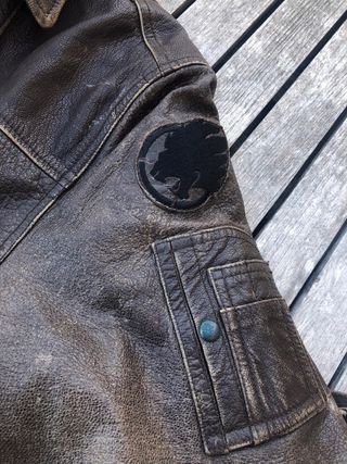 Abrigo motero vintage cuero marrón