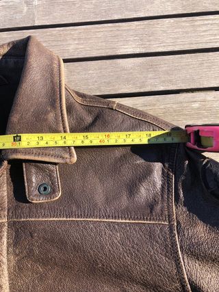 Abrigo motero vintage cuero marrón