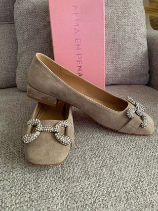 Zapatos Alma en Pena Talla 39 Beige y Plata
